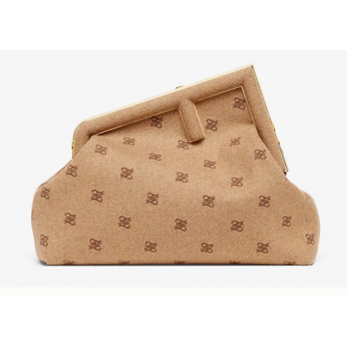 Фланелени чанти FENDI FIRST MEDIUM с бродерия 8BP127A Бежови