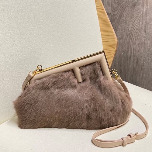 Чанта FENDI FIRST SMALL от норка 8BP129A сива