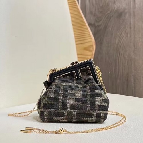 FENDI FIRST мини чанта от плат 5FB2321 черна
