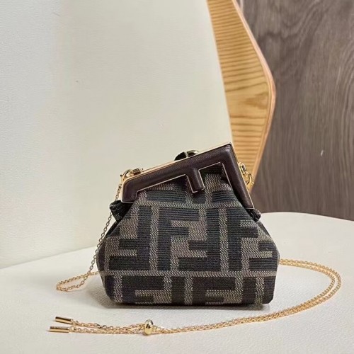 FENDI FIRST мини чанта от плат 5FB2321 кафява