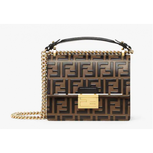 FENDI Kan I Черна кожена чанта 8M0417 черна