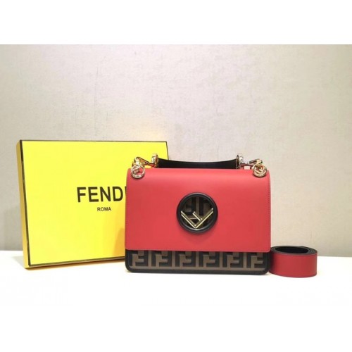 Чанта за рамо FENDI Kan I от кожа 8BT284 червена