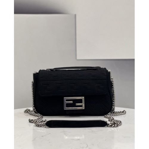 Чанта от плат FENDI MIDI BAGUETTE CHAIN FF 8BR793 черна