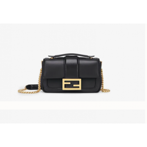 Чанта от черна напа кожа FENDI MINI BAGUETTE CHAIN 8BS045A