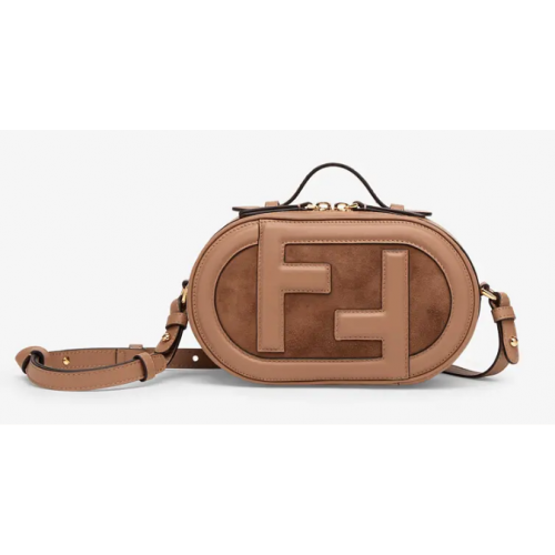 Калъф за мини фотоапарат FENDI от кожа и велур, мини чанта 8BS058AH, бежова