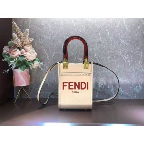 Кожена мини чанта FENDI MINI SUNSHINE SHOPPER 8BS051ABV Бежова