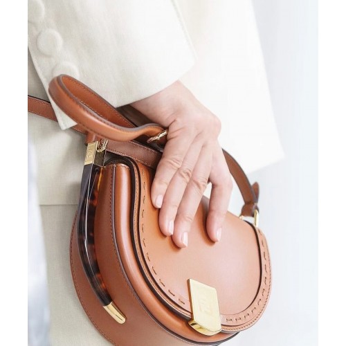 Кожена чанта FENDI MOONLIGHT 8BT346A кафява