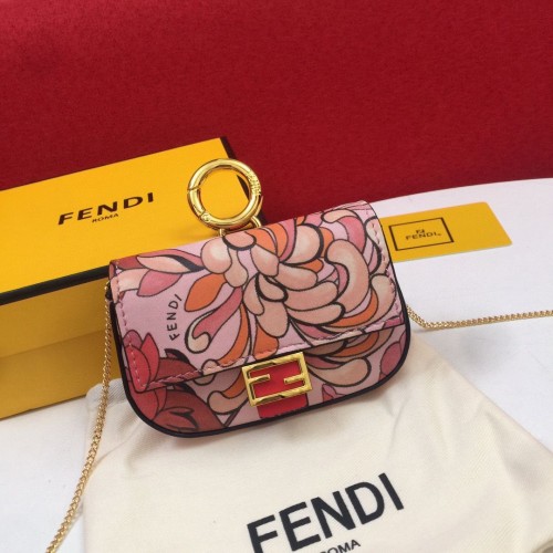 Чанта от естествена кожа FENDI NANO BAGUETTE CHARM 7AR844 с цвят на цвете