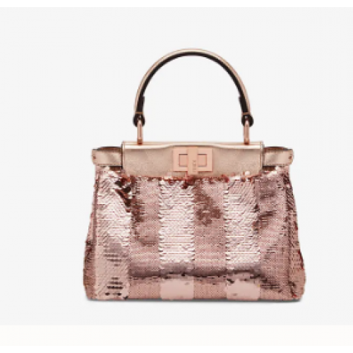 Чанта с мъниста FENDI PEEKABOO ICONIC MINI F1359 розово злато