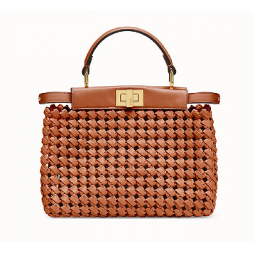 FENDI PEKABOO ICONIC MINI кожена чанта 8BN244 кафява
