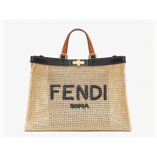 Кожена чанта FENDI LITTLE ICONIC 8BN245 Бежова