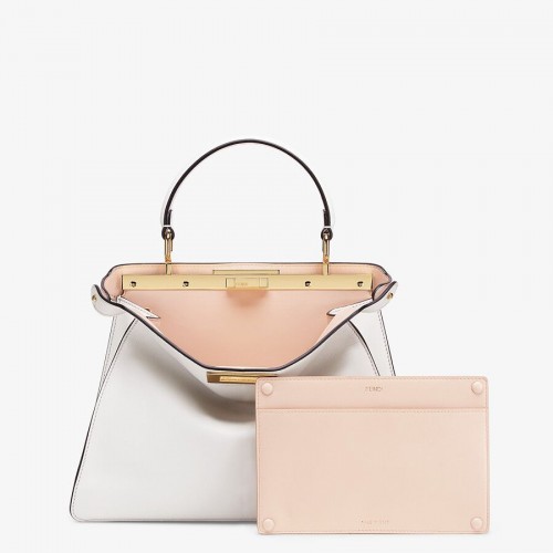 Чанта FENDI PEEKABOO ISEEU MEDIUM от естествена кожа F1392 бяла