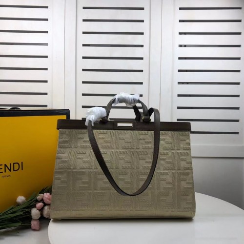 FENDI PEEKABOO X-TOTE платнена чанта 8BH374A бежова