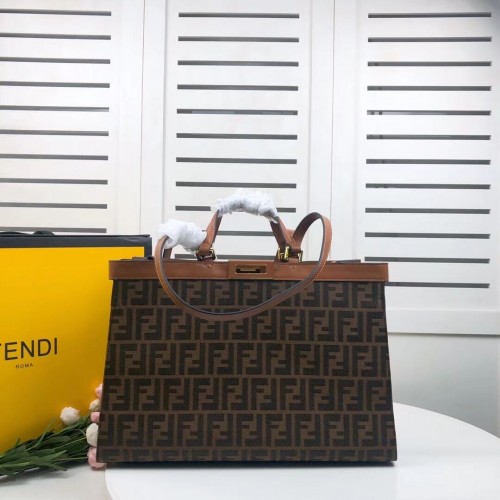 Платнена чанта Fendi PEKABOO X-TOTE 8BH374A кафява