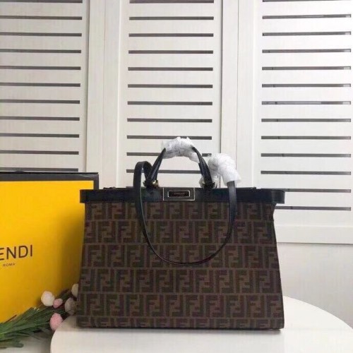 Чанта от плат Fendi PEKABOO X-TOTE 8BH374A кафява и черна