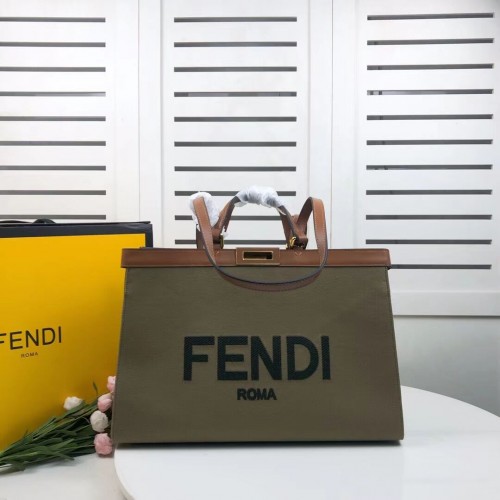 FENDI PEEKABOO X-TOTE платнена чанта 8BH374B зелена