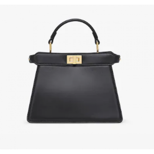 Чанта от кожа напа FENDI Peekaboo ISeeU Petite, подплатена, 8BN335, черна