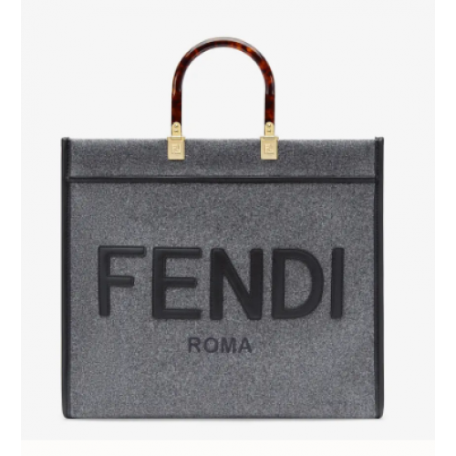 FENDI SUNSHINE LARGE фланелена чанта за пазаруване 8BH371 сива