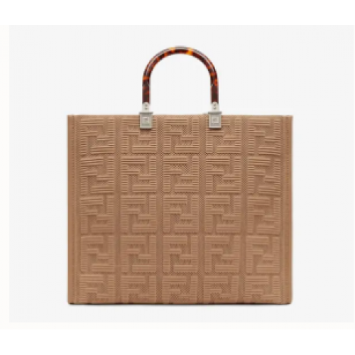 Чанта за пазаруване от плат FENDI SUNSHINE MEDIUM FF 8BH386A, бежова