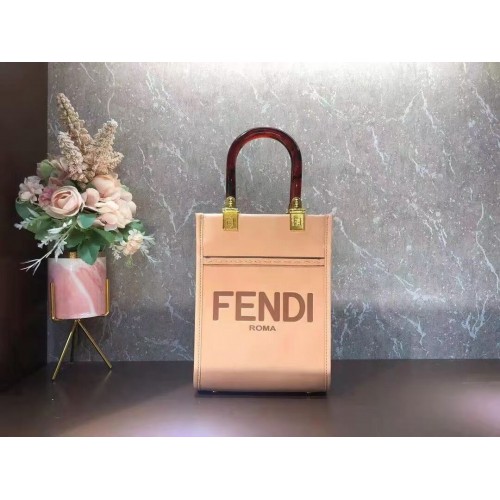 Кожена мини чанта FENDI SUNSHINE SHOPPER F1620 розова