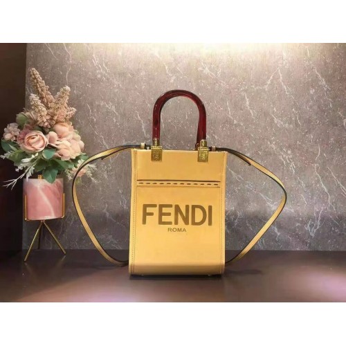 Кожена мини чанта FENDI SUNSHINE SHOPPER F1620 жълта