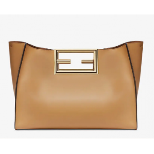 FENDI WAY MEDIUM Бежова кожена чанта 8BH391AAI