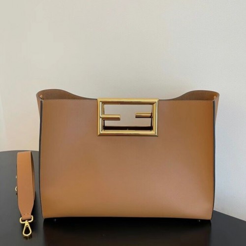 FENDI WAY MEDIUM Кафява кожена чанта 8BH391AAI