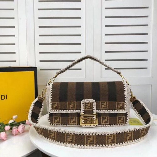 Чанта от плат FENDI 8BR033 Кафе