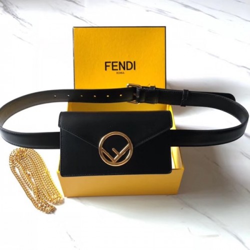 Чанта за колан Fendi BELT, кожена, 8BM005, черна