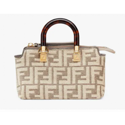 Чанта Fendi By The Way Mini Small Boston от гълъбовосив гоблен плат 8BS067A