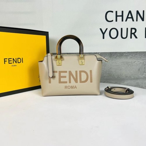 Чанта Fendi By The Way Mini Small от кожа Boston 8BS067A в гълъбово сиво