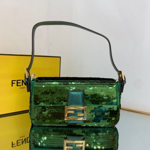 Чанта Fendi FF Baguette Gold Metal Sequin Broadway 2017 Green