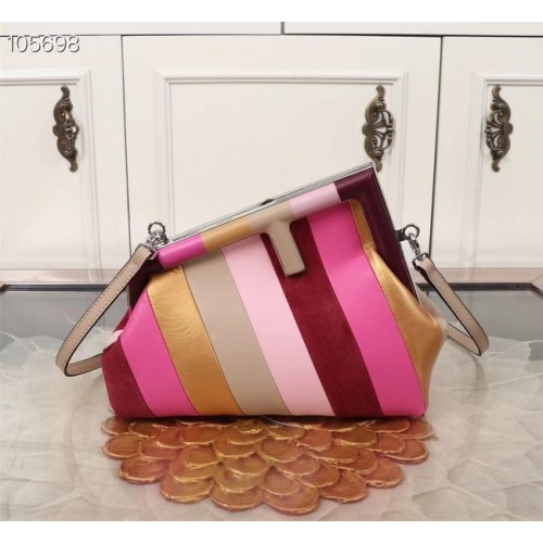 Кожена чанта Fendi First Medium с многоцветна инкрустация 8BP127A многоцветна
