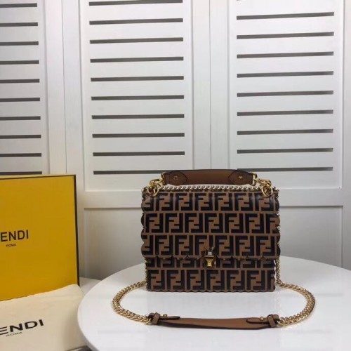Кожена чанта Fendi KAN IF 8BF053 Кафява