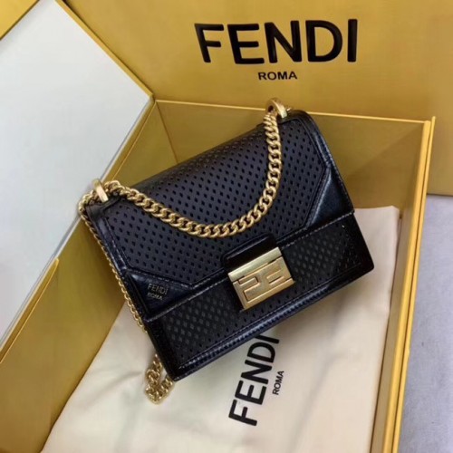 Малка кожена мини чанта Fendi KAN U SMALL 8BT312 Кралски цвят