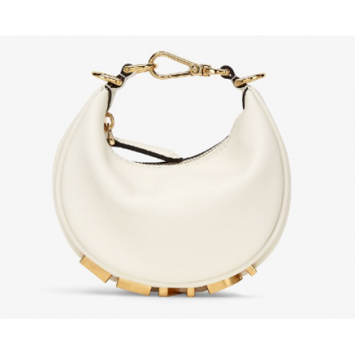 Кожена талисман Fendi Nano Fendigraphy от бял цвят 7AS089A