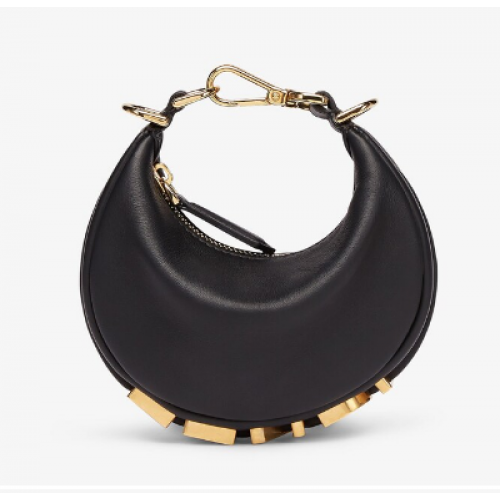 Черен кожен медальон Fendi Nano Fendigraphy 7AS089A