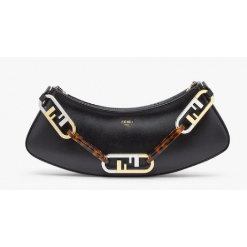 Кожена чанта Fendi O Lock Swing в ментово зелено 8BS068A черна