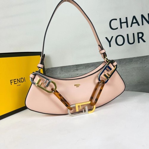 Кожена чанта Fendi O Lock Swing Mint 8BS068A светло розова