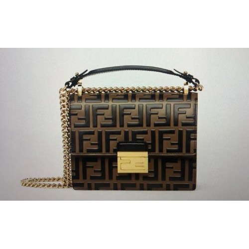 Оригинална кожена чанта Fendi FF8965 кафява