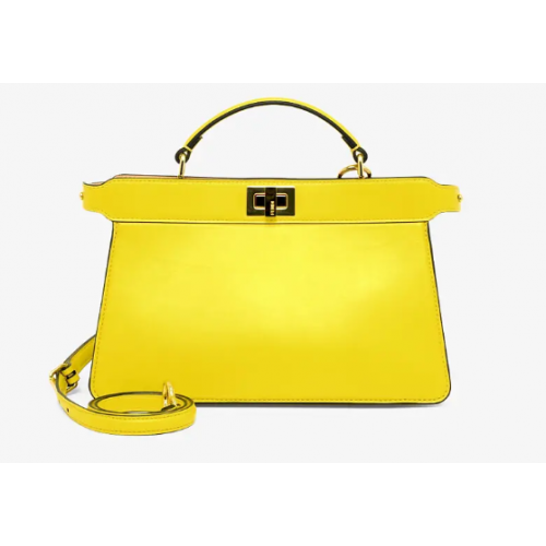Кожена чанта Fendi PEEKABOO ISEEU EAST-WEST 8BN323A жълта