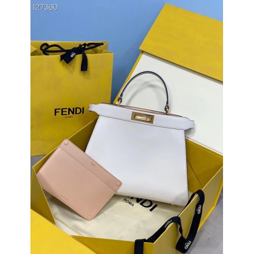 Чанта от естествена кожа Fendi PEEKABOO ISEEU MEDIUM 70193 бяла