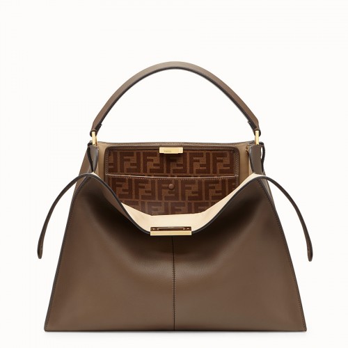 Fendi PEEKABOO X-LITE Кафява кожена чанта 8BN304A