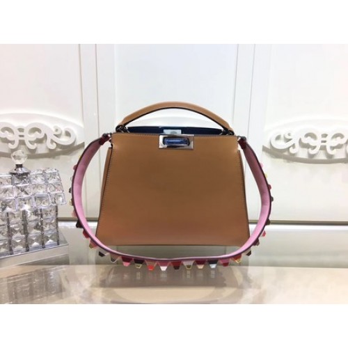 Чанти Fendi Peekaboo от оригинална кожа F3659 кафяви