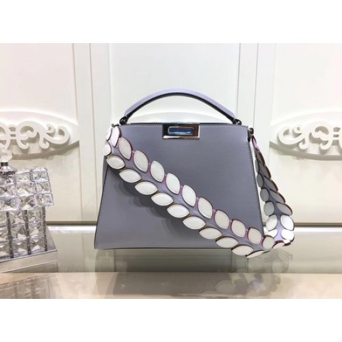 Чанти Fendi Peekaboo от оригинална кожа F3659 сиви