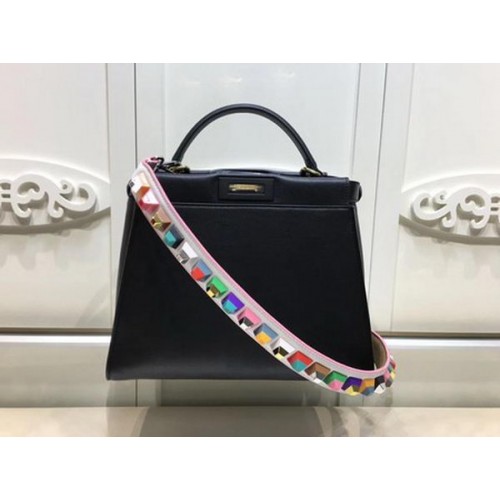 Малка чанта Fendi Peekaboo от телешка кожа FD26796 черна