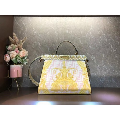 Копринена чанта с щампа Peekaboo от Fendi F1951 розова