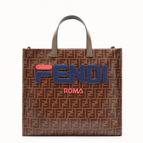 Чанта Fendi SHOPPER F1843 кафяво и синьо
