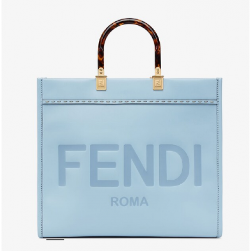 Кожена чанта Fendi Sunshine Medium, светлосиня, 8BH386A