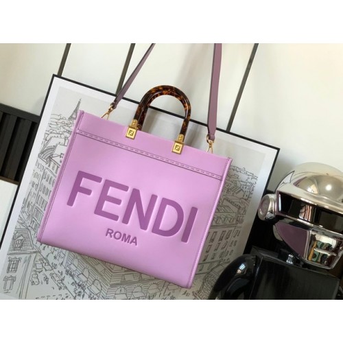 Кожена чанта Fendi Sunshine Medium 8BH386A, цвят лавандула